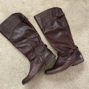 FRYE Phillip tall brown Leather Boots Size 10